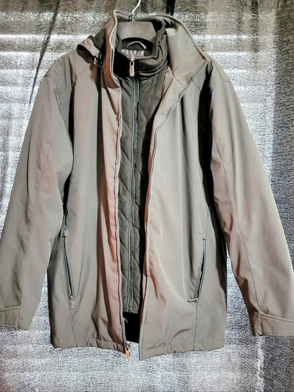 Weatherproof Insulated 3-in-1 Men's Black Hooded Winter Jacket Sz M